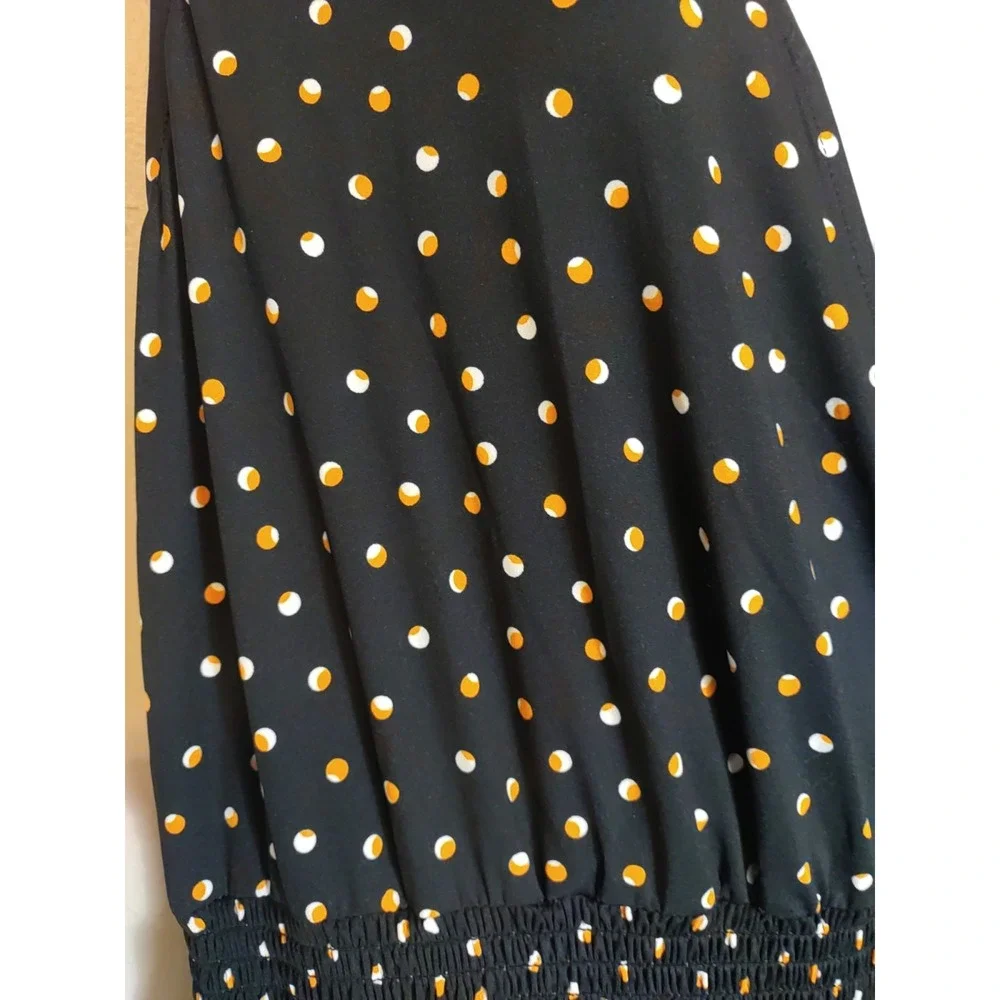 Roz & Ali‎ Black Orange White Polka Dot Sleeveless Ankle Jumpsuit Romper Size Xl